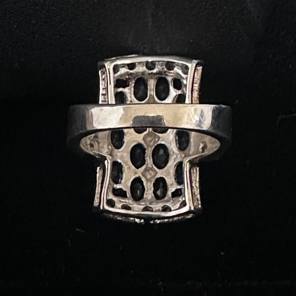 Sterling Silver London Blue Topaz & Czs Cocktail Statement Ring – Size 6 - Picture 9 of 15